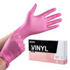 Picture of OKIAAS Pink Disposable Gloves Small, Vinyl Gloves Disposable Latex Free, 5 mil, 50 Count, for Food Prep, Household Cleaning, Hair Dye, Tattoo