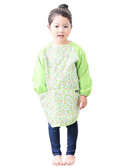 Picture of Plie Waterproof Kids Art Smocks 37 Colors (Age 1-10, S-XXL Size), Green Orange (08-L)