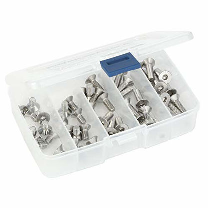 Picture of M6-1.0 x 10/12/16/20/25mm Flat Head Socket Cap Screws, Allen Socket Drive, DIN 7991, Stainless Steel 18-8 (304), Bright Finish, 50 PCS