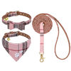 Picture of Dog Leash Collar Set - 3 Pack Plaid Pattern Adjustable Escape Proof Leash Collar Set for Outdoor Walking