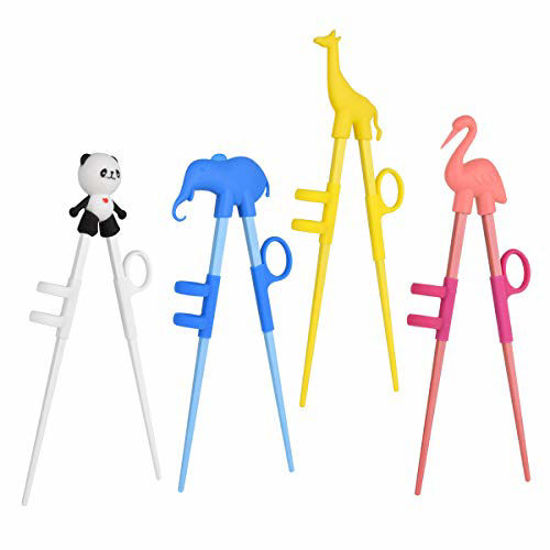 Picture of Training Chopsticks, Cute Animal Shape Easy to Use Learning Chopsticks for Kids With attachable for Right or Left Handed Child Adults Beginners (4 pack)