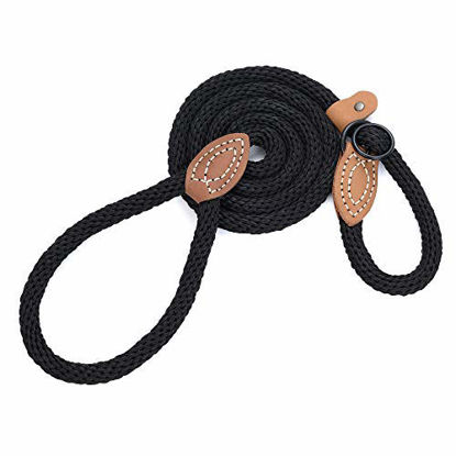 Picture of Mile High Life | Strong Soft Dog Slip Leash | Premium Poly Cotton Soft Comfortable Rope Dog Leash Dog Lead | Supports Strong Pulling Large Medium Small Dogs 4 or 5 Feet(Black 5 Foot (Pack of 1))