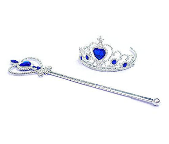 Picture of Kuzhi Frozen Crown Tiara and Wand Set - Silver Heart Jewel (Navy)