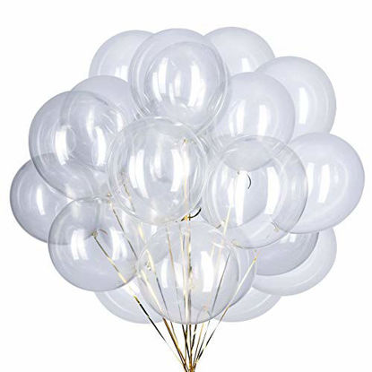 Picture of CC Wonderland 12 inch Clear Balloons Transparent Balloons Party Latex Balloons Quality Helium Balloons, Party Decorations Supplies Balloons, 3.2g/pcs, Pack of 100