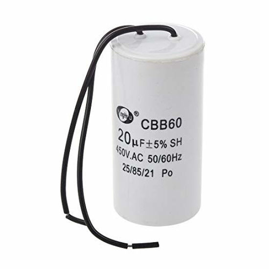 Picture of US CBB60 20uF Wire Lead Cylinder Motor Run SH Capacitor AC 450V