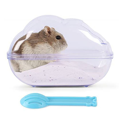 Picture of BUCATSTATE Hamster Sand Bath Container Hideout Hamster Toilet with Scoop Set Dust Bath Accessories for Small Animal,Gerbil,Syrian Hamster,Mouse,Rat (Purple, Medium)