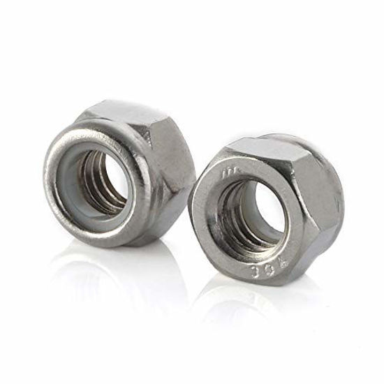 Picture of 1/2-13 Nylon Insert Hex Lock Nuts, Stainless Steel 18-8 (304), Bright Finish, 25 PCS