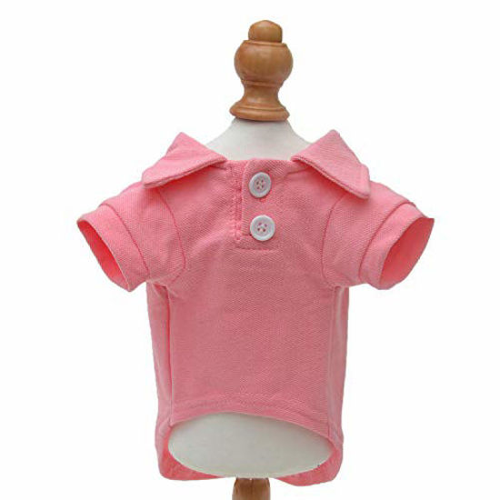 Picture of Lovelonglong Basic Dog Polo Shirts Premium Cotton, Polo T-Shirts for Large Medium Small Dogs with a Two-Button Collar Blank Color Pink S