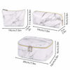 Picture of WANDF 3 Pieces Makeup Bag Toiletry Bag Portable Cosmetic Pouch Travel Organizer Water-resistant for Women (Marble White)