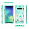 Picture of Casetego Compatible with Galaxy S10 Case,Floral Three Layer Heavy Duty Hybrid Sturdy Shockproof Full Body Protective Cover Case for Samsung Galaxy S10,Green Flower