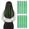 Picture of Colored Clip in Hair Extensions 22" 10pcs Straight Fashion Hairpieces for Party Highlights Green