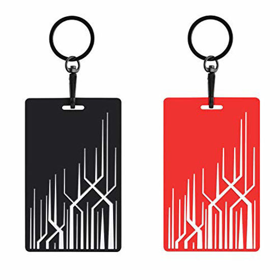 Picture of Key Card Holder for Tesla Model 3, Model Y Silicone Key Chain, 2 Pack (Red&Black)