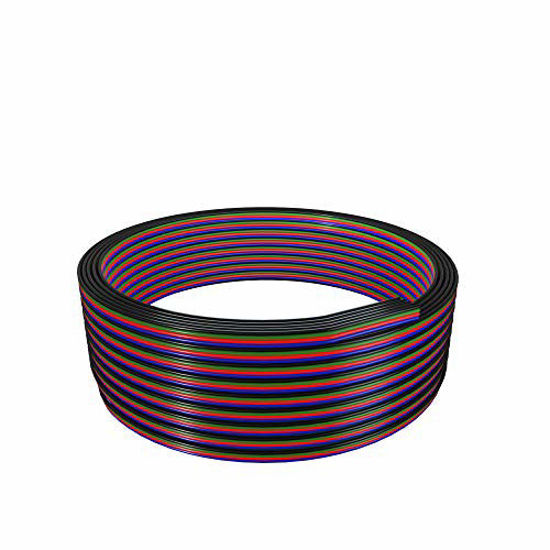 Picture of BTF-LIGHTING 18AWG LED Strip Light Ribbon Wire RGB Extension Cable 4 Pin 32.8ft/10m Connection 4 Core Cord Line for Color Changing Flexible 5050 3528 LED Tape