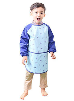 Picture of Plie Waterproof Kids Art Smocks 37 Colors (Age 1-10, S-XXL Size), Blue Bear (09-XXL)