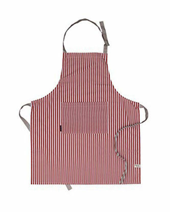 Picture of AMOUR INFINI Stripe Apron | 27.5 x 33 Inches| 100% Organic Cotton | Womens Apron for Cooking, Baking, Gardening | Convenient Pockets and Adjustable Strap at Neck & Waist Ties | Rust