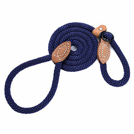 Picture of Mile High Life | Strong Soft Dog Slip Leash | Premium Poly Cotton Soft Comfortable Rope Dog Leash Dog Lead | Supports Strong Pulling Large Medium Small Dogs 4 or 5 Feet(Navy 4 Foot (Pack of 1))