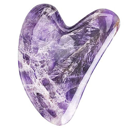 Picture of Gua Sha Massage Tool, Amethyst Guasha Board for Face and Body, Natural Jade Stone Gua Sha Facial Tool, Face Massager for Traditional Acupuncture Therapy, Daily Anti-Aging Health and Skin Care Tools