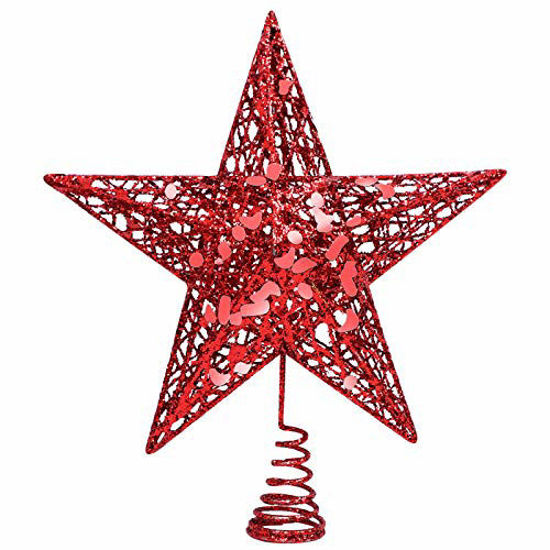 GetUSCart- URATOT Glittered Christmas Tree Topper Metal Christmas ...