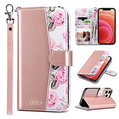 Picture of ULAK Compatible with iPhone 13 Pro Max Wallet Case for Women with Credit Card Holders, Designed Flip PU Leather Kickstand Shockproof Protective Phone Cover for iPhone 13 Pro Max 6.7 inch, Rose Gold
