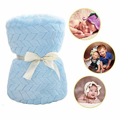 Picture of Baby Blanket Flannel, Cozy Throw Blankets for Newborn Infant and Toddler, Super Soft and Warm Receiving Baby Blanket for Crib Stroller (Blue 2532")