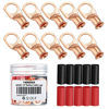 Picture of HerMia 10PCS 4 AWG - 1/2" Copper Wire Lugs, Heavy Duty Battery Cable Ends, UL Listed Battery Lugs, Tubular Ring Terminals, Battery Terminal Connectors with 3:1 Heat Shrink Tubing