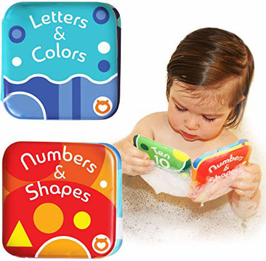 Picture of Baby Bath Books, Pack of 2 by Baby Bibi. Alphabet & Numbers Books. Safe, Waterproof and BPA-free. 3.5" x 3.5"