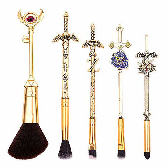 Picture of Game Peripheral Zelda Makeup Brushes - 5pcs The Legend of Zelda Shield Makeup Brushes Set Cosplay Gift Metal Handle Makeup Brush Kit for Women (C)