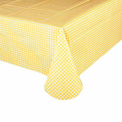 Picture of GOOD SUN Exquisite Flannel Backed Vinyl Tablecloths, Printed Design Premium Quality Waterproof Table Cover Table Cloth (60"X90", Yellow Check)