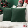 Picture of MIULEE Pack of 2 Christmas Velvet Pillow Covers Decorative Square Pillowcase Soft Solid Cushion Case for Decor Sofa Bedroom Car 14 x 14 Inch Army Green