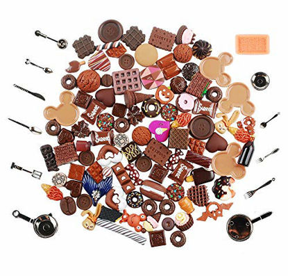 Picture of NWFashion 112PCS Miniature Decor Dessert Pastry Toy Food Cake Topper Shoe Decoration Charms (Chocolate)