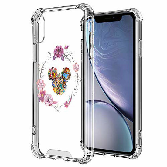 Picture of DISNEY COLLECTION iPhone Xr [6.1 inch] Case Clear Design Disney Mickey Flower Circle with 4 Corners Shock Skid Proof Scratch-Resistant PC+TPU Protection Cover