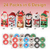 Picture of Qpout 24 Pack Christmas Die-Cut Flip Over Gift Bags Xmas Paper Treat Bags with Stickers Cartoon Characters Christmas Party Favors Candy Bags Goody Bags Holiday Party Bags