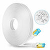 Picture of Cat 7 Ethernet Cable 25 ft White,Gigabit Shielded Solid Flat RJ45 Connectors High Speed Computer Internet LAN Network 25ft Ethernet Slim Cable Cord for Router, Modem - Faster Than Cat5e/Cat5/Cat6