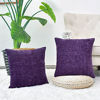 Picture of CaliTime Pack of 2 Cozy Throw Pillow Covers Cases for Couch Sofa Home Decoration Solid Dyed Soft Chenille 12 X 12 Inches Plum Purple