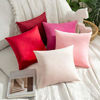 Picture of MIULEE Pack of 2 Christmas Velvet Pillow Covers Decorative Square Pillowcase Soft Solid Cushion Case for Decor Sofa Bedroom Car 14 x 14 Inch Red