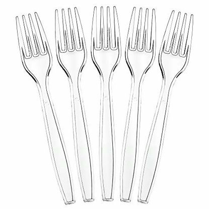 Picture of Plasticpro Disposable Clear Plastic Cutlery Disposable utensils Heavyweight 100 Count (Forks)