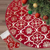 Picture of Christmas Tree Skirt,36 inches Xmas Tree Skirts with Snowy Pattern for Christmas Tree Decorations (Red,36 Inch)