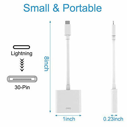 Picture of Lightning to 30-Pin Adapter, Apple MFi Certified iPhone Charging Data Sync Connector Cable 8-Pin Male to 30-Pin Female Output Adapter Compatible iPhone 12/11/X/8/7/6/5/iPad/iPod White ROSYCLO No Audio