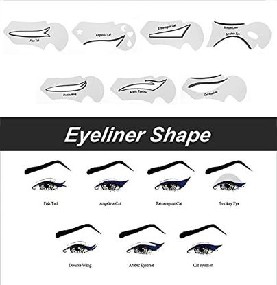 Picture of SUMEITANG 7 Pcs Eyeliner Stencils & Eyeshadow Stencils Kit, All in One Eye Makeup Tool for Perfect Smokey Eyes or Winged Cat Eyes Tip Look with 4 Sheets Stickers, Quick Eye-Makeup Tool for Beginners