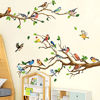 Picture of RW-ZSZ1069 Birds On Tree Wall Decals Tree Branch Wall Stickers Colorful Birds Green Tree Decals DIY Removable Colorful Flying Bird Tree Wall Art Decor for Kids Baby Bedroom Living Room Nursery Office