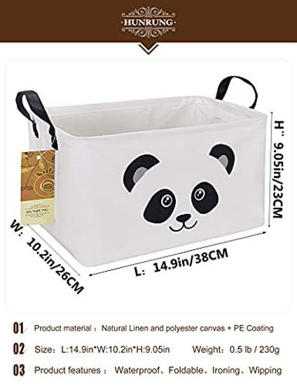 Picture of HUNRUNG Rectangle Storage Basket Cute Canvas Organizer Bin for Pet/Children Toys, Books, Clothes Perfect for Rooms/Playroom/Shelves (Panada)