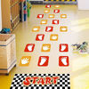 Picture of Footprint and Palm Lattice Floor Sticker Wall Decals, Colorful Feet Puzzle Hopscotch Game Start Wall Stickers, Removable DIY Art Ground Corridor Wallpaper Décor for Kids Bedroom, Nursery, Classroom