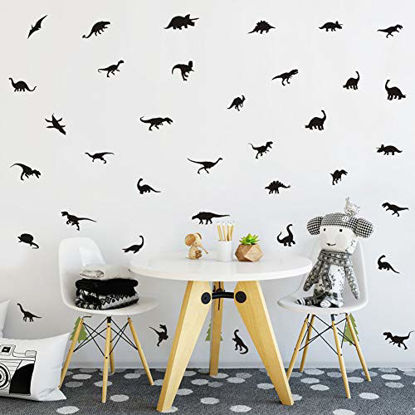 Picture of Black Dinosaur Wall Decal, Minimalist Animals Vinyl Dinosaur Wall Art Sticker for Baby Boy Wall Decoration (37pcs)