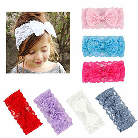 Picture of Elesa Miracle Baby Girl Nylon Headbands and Bows Gift Box Set for Newborn Infant Toddler Kids