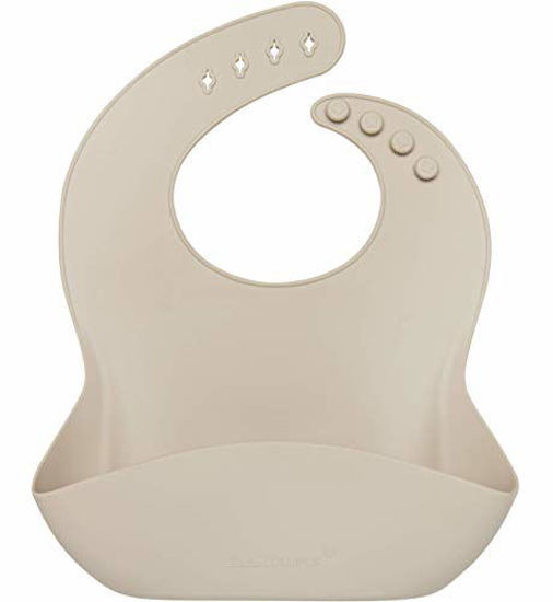 Picture of Loulou Lollipop Waterproof Silicone Feeding Bib for Babies and Toddlers, Easy to Clean, Adjustable Fit and Catch-All Pouch - Sand