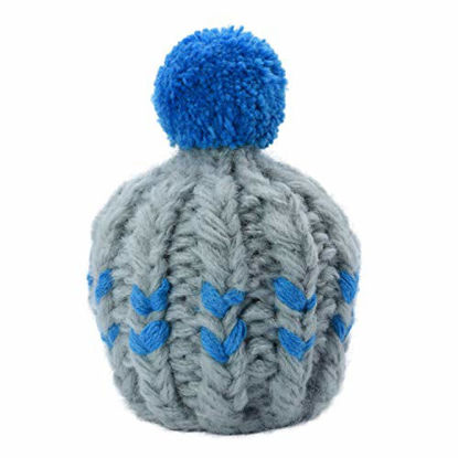 Picture of USWire Crochet Shift Knob Beanie Cover for Shifter (Gray/Blue)