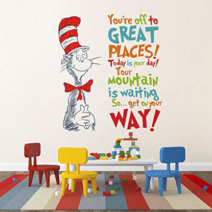 Picture of Decalplanet Dr Seuss Inspirational Wall Decal Quotes Kids Wall Stickers Saying Classroom Reading Room Baby Nursery Wall Decor