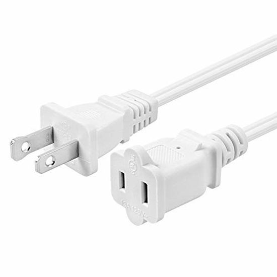 Picture of VSEER 2 Prong Extension Cord US AC 2-Prong Male and Female Power Cable SPT2 16AWG 13A/125V, USA Outlet Saver Power Extension Cord Cable for NEMA 5-15P to NEMA 5-15R (10FT, White)