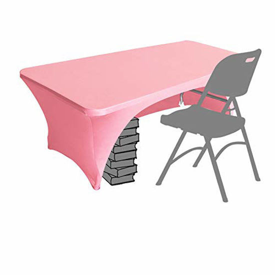 Picture of Eurmax Spandex Table Cover 5 ft. Fitted 30+ Colors Polyester Tablecloth Stretch Spandex Table Cover-Table Toppers,5 FT Table Cover Open Back5Ft,Hot Pink