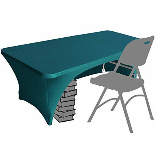Picture of Eurmax Spandex Table Cover 5 ft. Fitted 30+ Colors Polyester Tablecloth Stretch Spandex Table Cover-Table Toppers,5 FT Table Cover Open Back5Ft,Jade Green